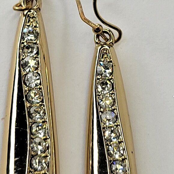 5" Gold and Crystal Chandelier Earrings Hook Chandelier Earrings Statement Hooks - Picture 4 of 8
